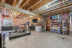 Exercise room with secured water heater