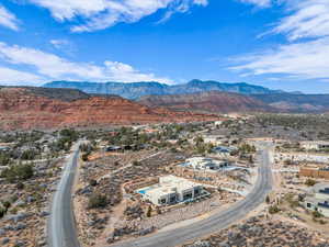 Aerial view featuring a mountain view