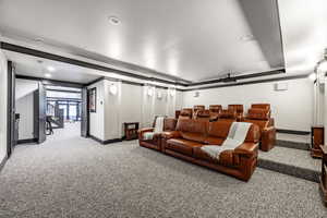 View of carpeted home theater