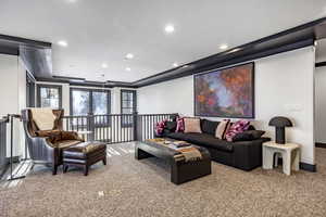 View of carpeted living room