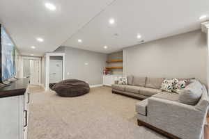 View of carpeted living room