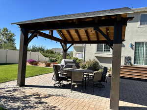 View of patio / terrace featuring a gazebo