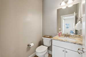 Bathroom with vanity and toilet