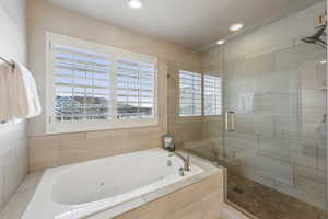 Bathroom with plus walk in shower