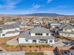 Aerial view featuring a mountain view