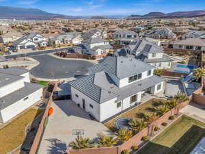 Aerial view featuring a mountain view