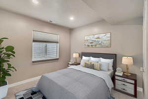 Bedroom with carpet floors