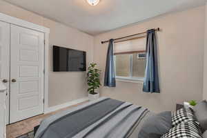 Bedroom with carpet floors