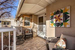 Balcony with a patio area