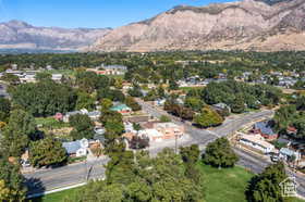 Drone / aerial view with a mountain view