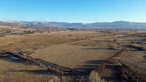 Aerial view with a mountain view and a rural view