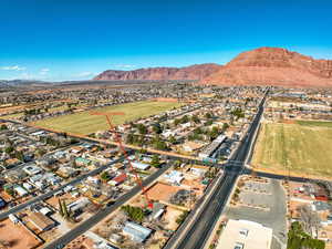 Drone / aerial view with a mountain view