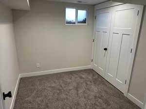 Basement with carpet floors