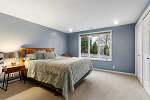 Bedroom featuring a closet and carpet