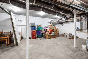 Basement with tankless water heater