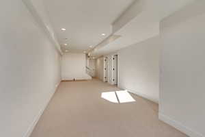 Basement family room with wet bar rough-in