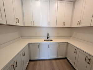 Butler pantry with cabinets and sink