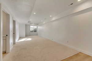 Basement family room with wet bar rough-in