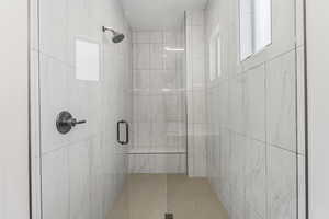 Bathroom with an enclosed shower