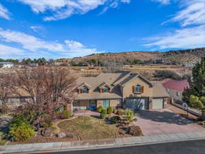 View of front of home with a mountain view