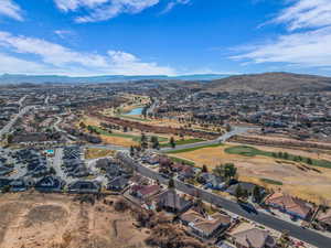 Bird's eye view featuring a water and mountain view