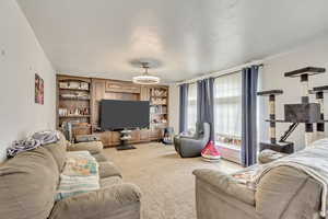 View of carpeted living room