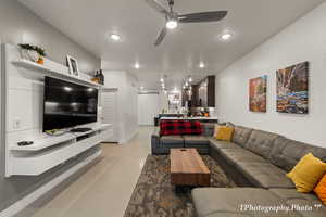 Living room with ceiling fan