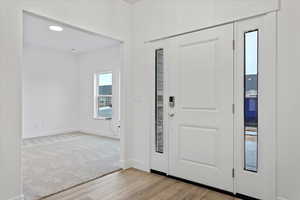 Entryway featuring light wood-type flooring