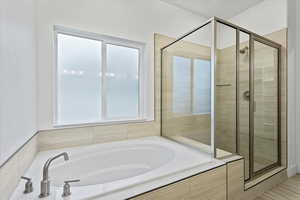 Bathroom with shower with separate bathtub