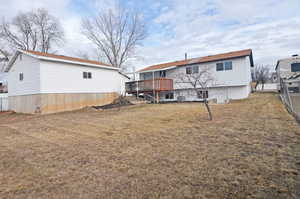 View of garage and back of house.