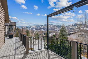 Wooden deck with a mountain view