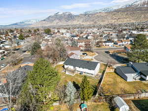 Drone / aerial view with a mountain view