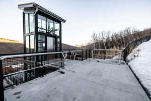 View of snow covered patio