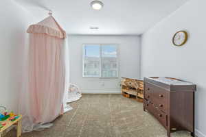 Interior space with a textured ceiling