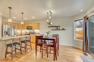 Dining room featuring light wood-type flooring