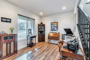 entrance to the home with light hardwood floors