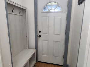 Mudroom featuring dark hardwood / wood-style floors