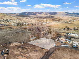 Aerial view featuring a mountain view