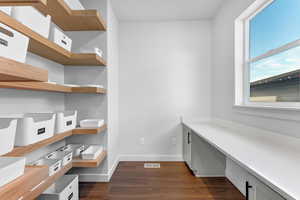 walk-in pantry with desk