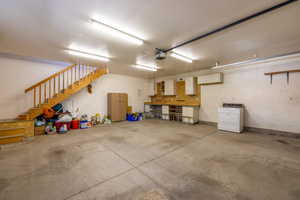 Garage with workshop area