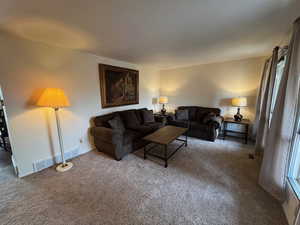 View of carpeted living room