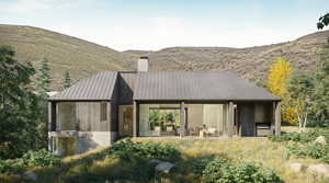 View of outdoor structure featuring a mountain view