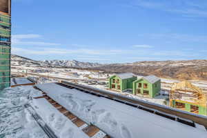 Exterior space featuring a mountain view