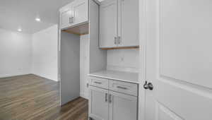 Kitchen featuring dark hardwood / wood-style flooring