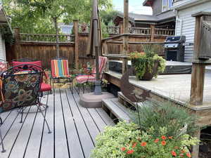 Summer view of Trex deck and large patio.