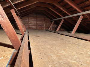 Large attic storage above garage