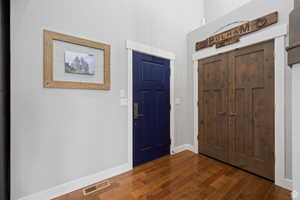 Foyer entrance featuring dark hardwood / wood-style flooring