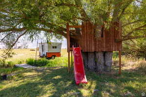 View of yard featuring an outbuilding