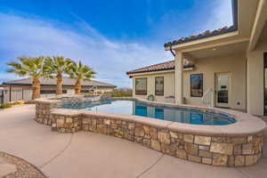 View of pool featuring a patio area