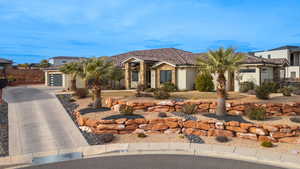 View of front of home with a garage